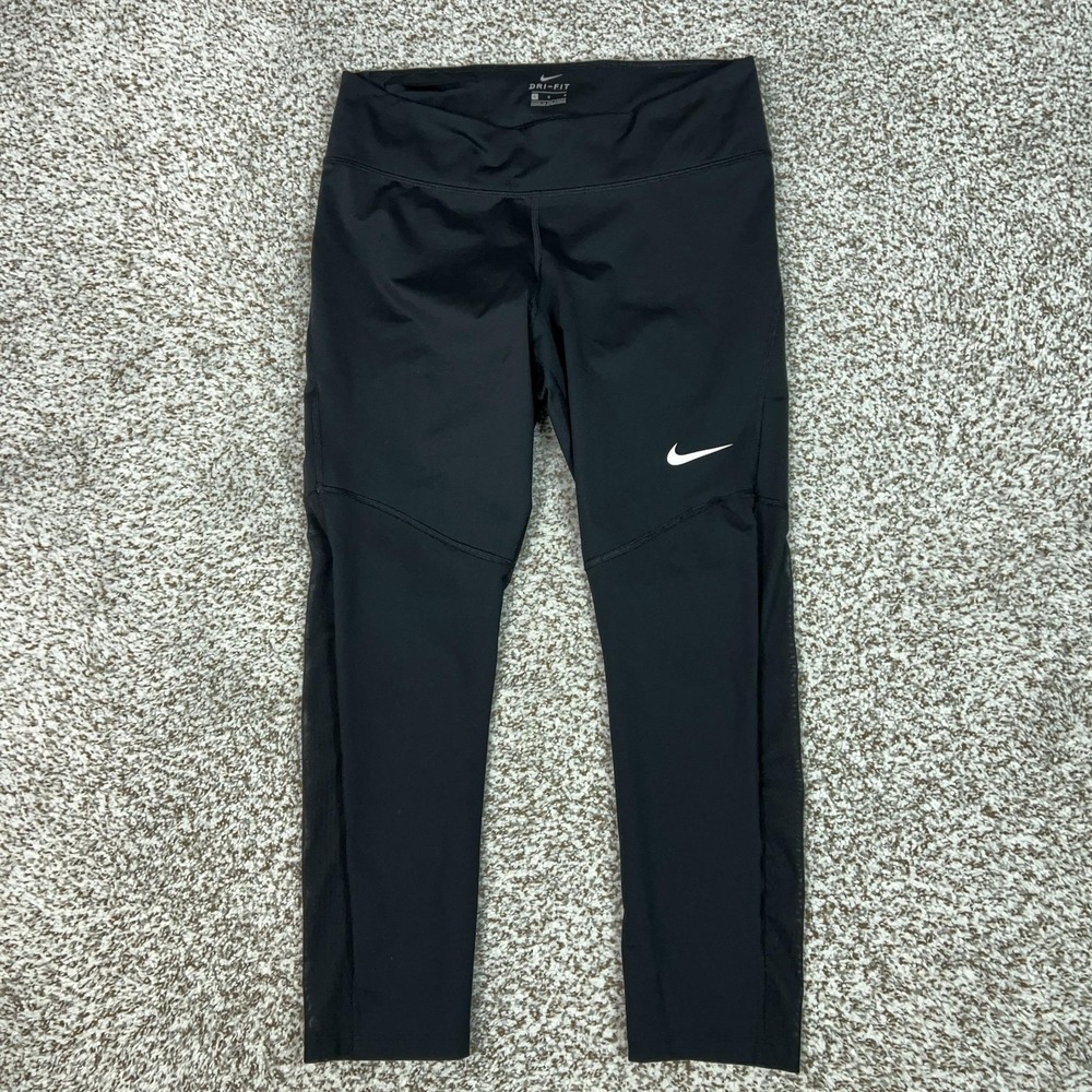Nike Pants Womens L Black Dri FIT Compression Ankle Leggings Yoga Gym Running